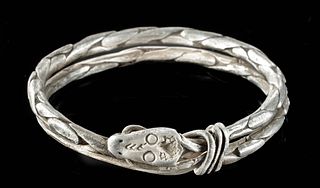 Viking Silver Twisted Snake Bracelet