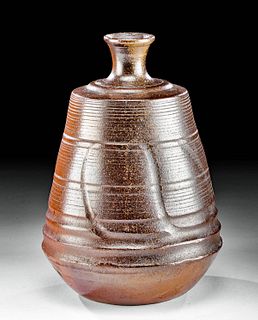 17th C. Japanese Edo Bizen Ware Sake Bottle
