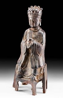 14th C. Chinese Ming Cast Iron Seated Bodhisattva