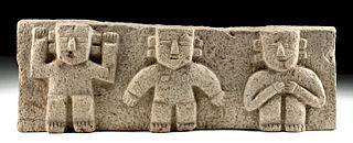 Manteno Stone Relief Panel with Three Figures