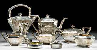 1930s Shreve, Crump & Low Silver Tea Set & Lunt Dish
