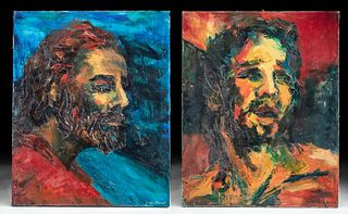 2 Gina Dawson Paintings, Christ & John the Baptist 1961