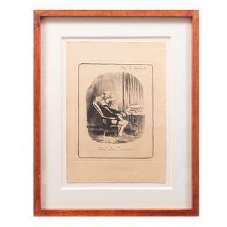 Honoré Daumier. El Dentista. Grabado de edición póstuma. Enmarcada. 44 x 31 cm