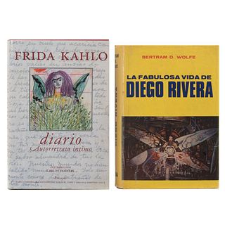 LIBROS SOBRE DIEGO RIVERA Y FRIDA KAHLO. a) Wolfe, Bertram D. La Fabulosa Vida de Diego Rivera. b) Diario de Frida Kahlo. Pzs: 2.