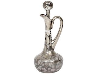 STERLING SILVER OVERLAID GLASS DECANTER