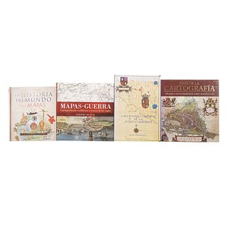 LOTE DE LIBROS SOBRE CARTOGRAFÍA. a) Cartografía y Crónicas de la Antigua California / Joyas de la Cartografía / Mapas de Guerra.Pzas:4