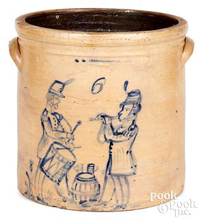 W.A. Macquoid stoneware crock, fife and drum