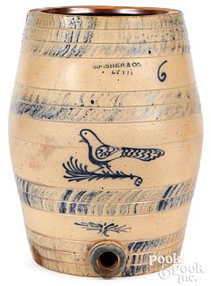 NY stoneware water cooler, Fisher & Co. Lyons bird