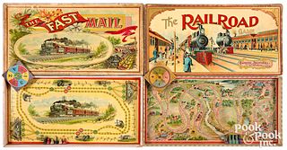 Two early railroad board games, late 19th c.
