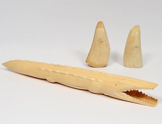 GROUP OF THREE IVORY ARTICLES