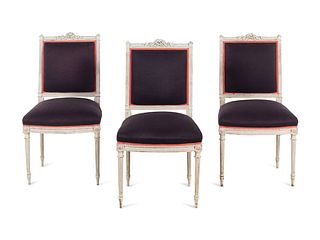 A Set of Three Louis XVI Painted Side Chairs