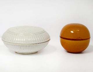 TWO PORCELAIN BOXES AND COVERS