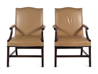 A Pair of George III Style Library Chairs 