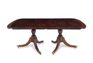 A George III Style Mahogany Double-Pedestal Dining Table 