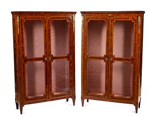 A Pair of Louis XVI Gilt Bronze Mounted Parquetry Bibliotheques