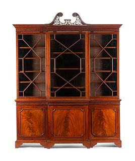 A George III Style Mahogany Breakfront Bookcase