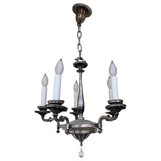 Circa 1900s Silverplate Chandelier with 5 Arms