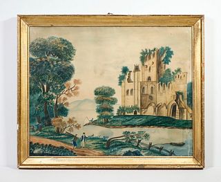 LATE 19TH C. ENGLISH NAIVE LANDSCAPE FROM DAVID ROCKEFELLER COLLECTION