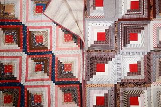 (2) HAND QUILTED ANTIQUE LOG CABIN QUILTS
