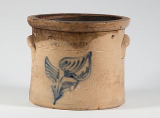 WHITES UTICA CROCK WITH FLORAL DECORATION
