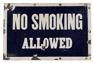 ENAMELED STEEL "NO SMOKING ALLOWED" SIGN