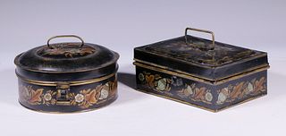 (2) TOLE DECORATED SPICE BOXES
