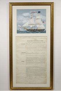 1805 INSURANCE POLICY ON THE BRIG 'SWIFT', ALONG WITH A MODERN PORTRAIT OF THE SAME SIGNED 'JEAN COLQUHOUN'