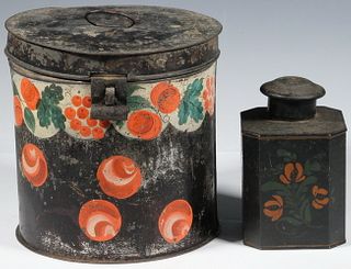 (2 PCS) PAINTED TOLEWARE CONTAINERS