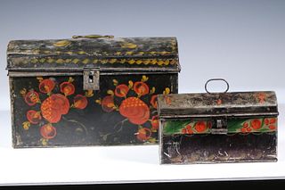 (2) EARLY TOLE PAINTED BOXES