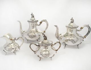 FOUR PIECE STERLING SILVER TEA AND COFFEE SERVICE
