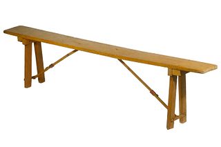 OCHRE PAINTED FOLDING COUNTRY BENCH