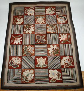 HOOKED AREA RUG - 78" X 58"