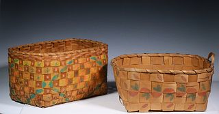 (2) PAINT DECORATED BASKETS