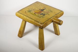 PAINT DECORATED MILKING STOOL