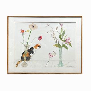 Dame Elizabeth "Tabby Cat, Poppies and Lilies"