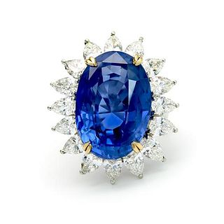 33.64 Ct GIA Certified Sapphire & Diamond Ring
