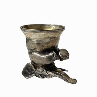 A Russian Silver Elephant Stirrup Cup