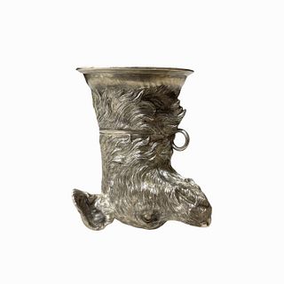 A Russian Silver dog stirrup Cup