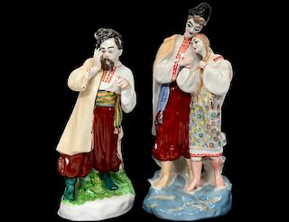 TWO RUSSIAN PORCELAIN FIGURES