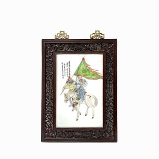 Chinese Porcelain Plaque Hand Painted Warriors