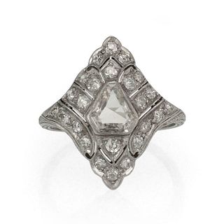 Art Deco Old Mine Cut Diamonds Platinum Rhombus Tr
