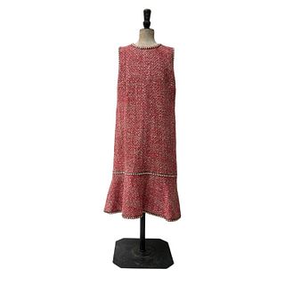 Vintage Chanel Red Printed Evening Dress