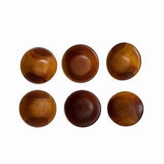 (6) Red Oak Wooden Bowls