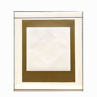(2) Victor Vasarely Art in Lucite Display Frame