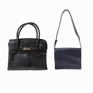 (2) Navy & Black Leather Shoulder/Handbags
