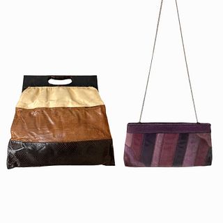 (2) Trendy Snake Skin Embossed Purses and Clutch