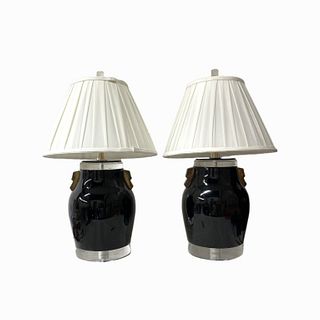 Pair of 70s Retro Lucite Lamps