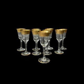(9) Vintage Gold Rimmed Liqueur Crystal Glasses