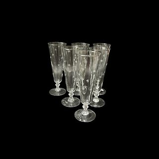 (6) Vintage Holiday Crystal Champagne Glasses
