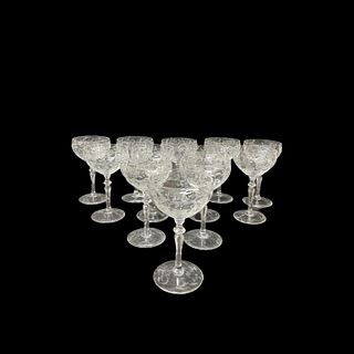 (12) Floral Etch Design Crystal Wine Glasses